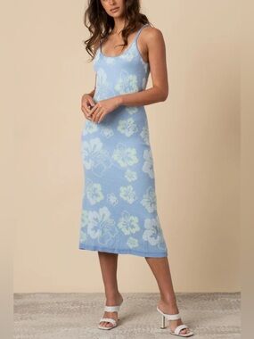 House of Sunny blue floral long midi dress women’s size US 6